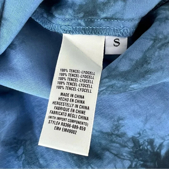 Anthropologie Cloth & Stone Liv Tie-Front Mini Dress tie dye tencel lyocell blue - Picture 12 of 12
